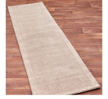 Tapis de couloir uni pure laine candy beige