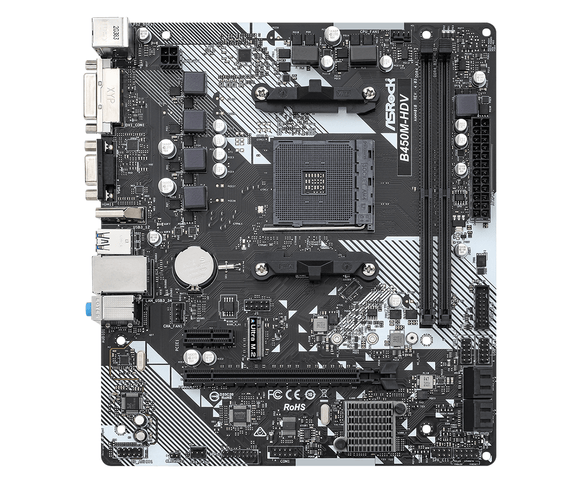Carte mère asrock b450m-hdv r4.0 amd b450 socket am4 micro atx