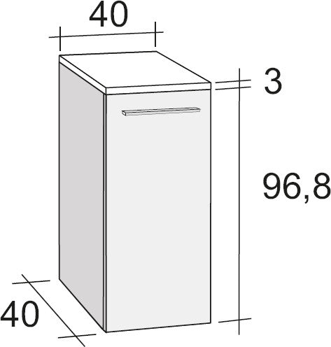 Armoire de douche à 1 porte droite RIHO BOLOGNA en bois laqué satiné mat 40x40 H 96,8 cm clicktofournisseur.com