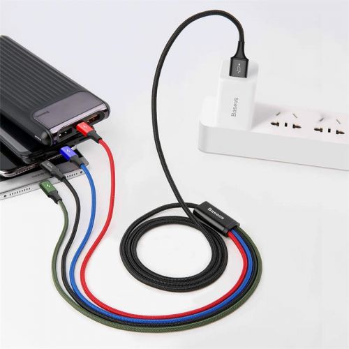 Câble Baseus Fast 4-en-1 pour Lightning(2) + Type-C + Micro 3,5 A 1,2 m Noir (CA1T4-A01)