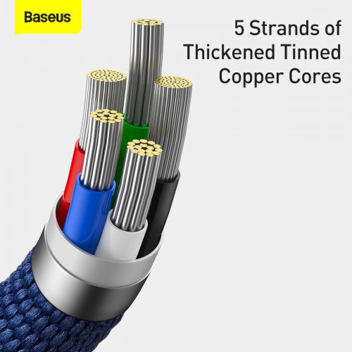 Câble Lightning Baseus Type-C, série Crystal Shine, charge rapide, données, 20 W, 1,2 m, bleu (CAJY000203)