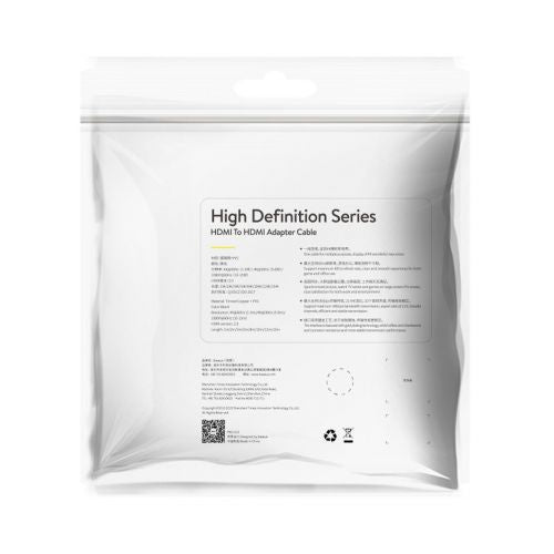 Câble vidéo Baseus haute définition HDMI vers HDMI 4K 60 Hz, 3D HDR, 18 Gbit/s, 1 m, noir (CAKGQ-A01)