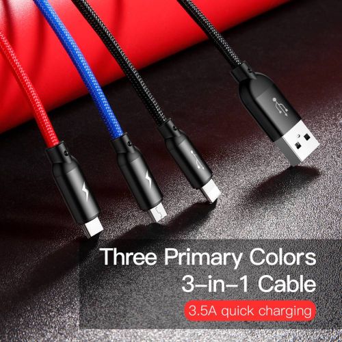 Colorfone CAMLT-BSY01 USB cable 1.2 m USB A 3 x USB C Black, Red, Blue