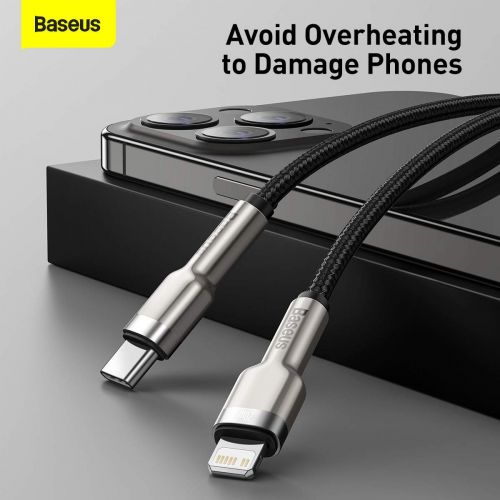Câble de données baseus type-c - lightning série cafule pd 20 w 1 m noir catljk-a01