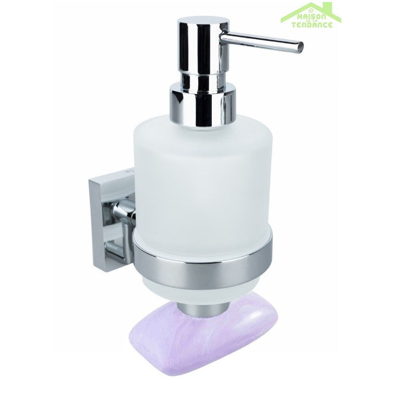 Distributeur de savon liquide & porte-savon magnétique en verre BETA 7,5x16x10cm /200ml clicktofournisseur.com