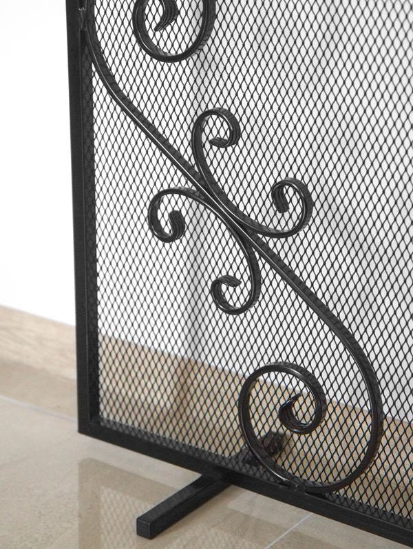 Ecran de cheminée forme arrondi en acier noir 100x72x15 cm clicktofournisseur.com