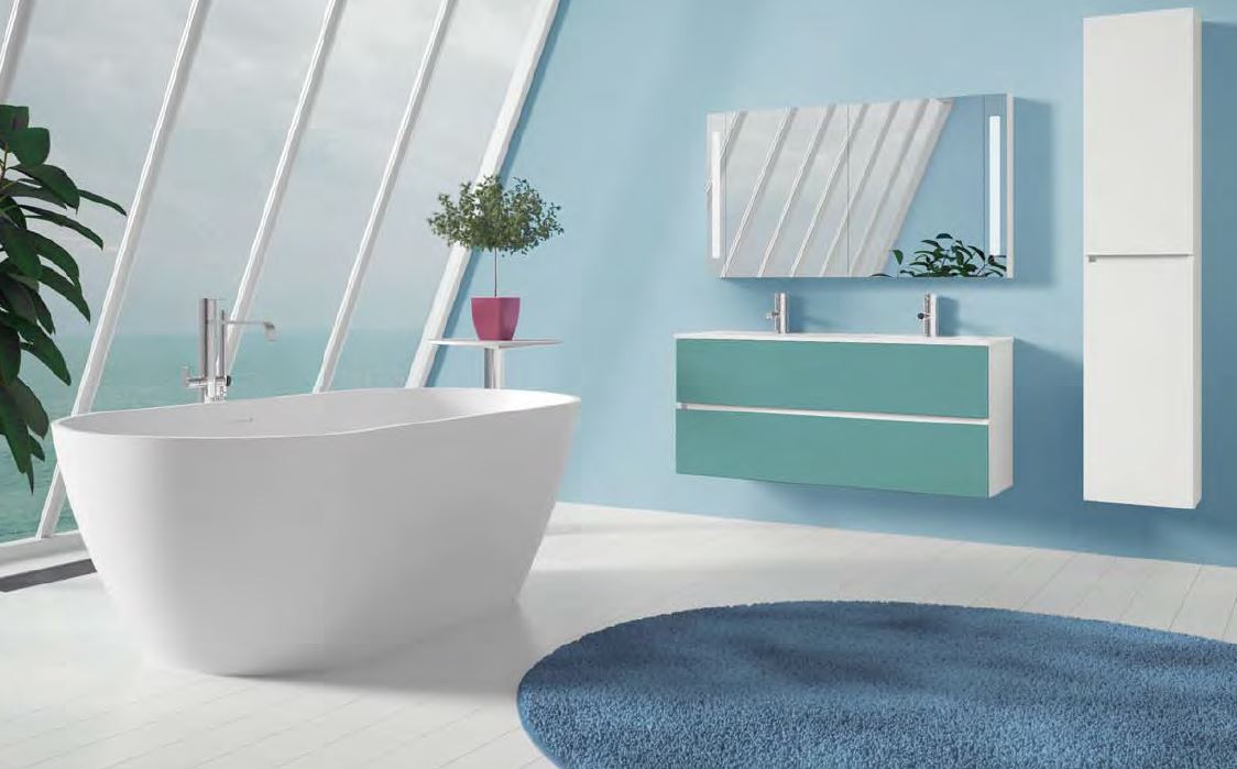 Ensemble meuble & lavabo RIHO CAMBIO SENTITO SET 22 en laqué satiné mat 120x48x H 57 cm clicktofournisseur.com