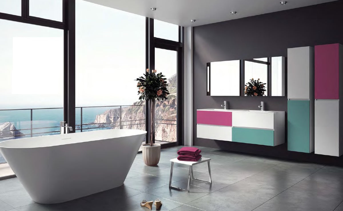 Ensemble meuble & lavabo RIHO CAMBIO SENTITO SET 23 en laqué brillant 120x48x H 57 cm clicktofournisseur.com