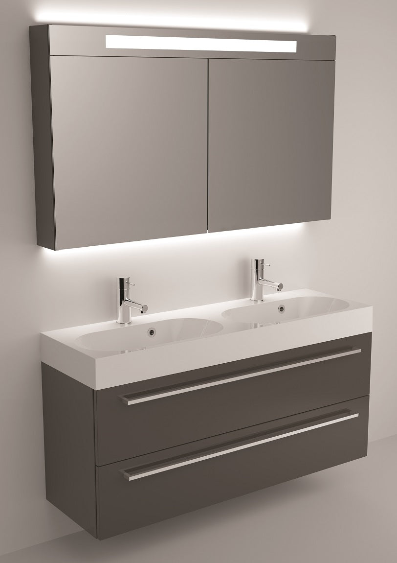 Ensemble meuble & lavabo RIHO SLIMLINE SET 77 en acrylique brillant 120x38 H 60,5 cm clicktofournisseur.com