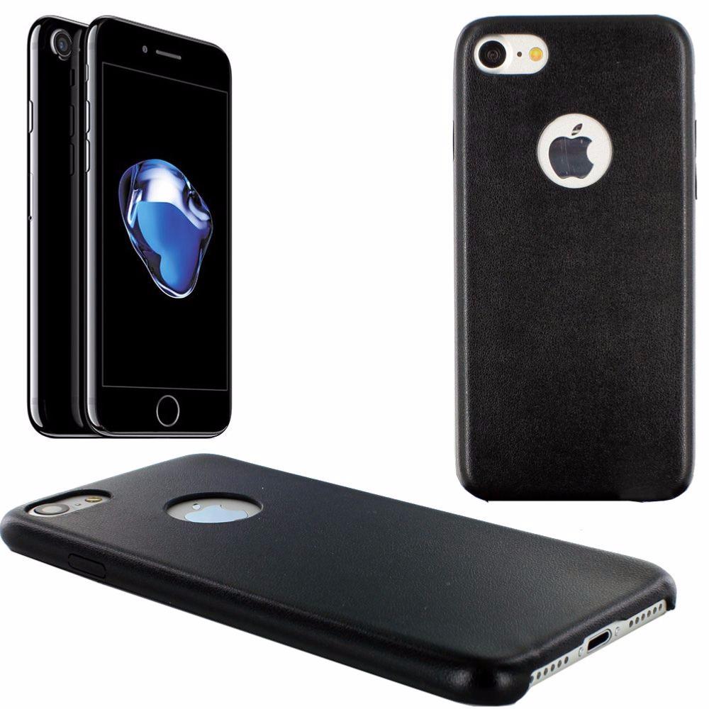 Housse Coque Arrière de Protection en Simili Cuir Noir pour Apple iPhone 7 clicktofournisseur.com