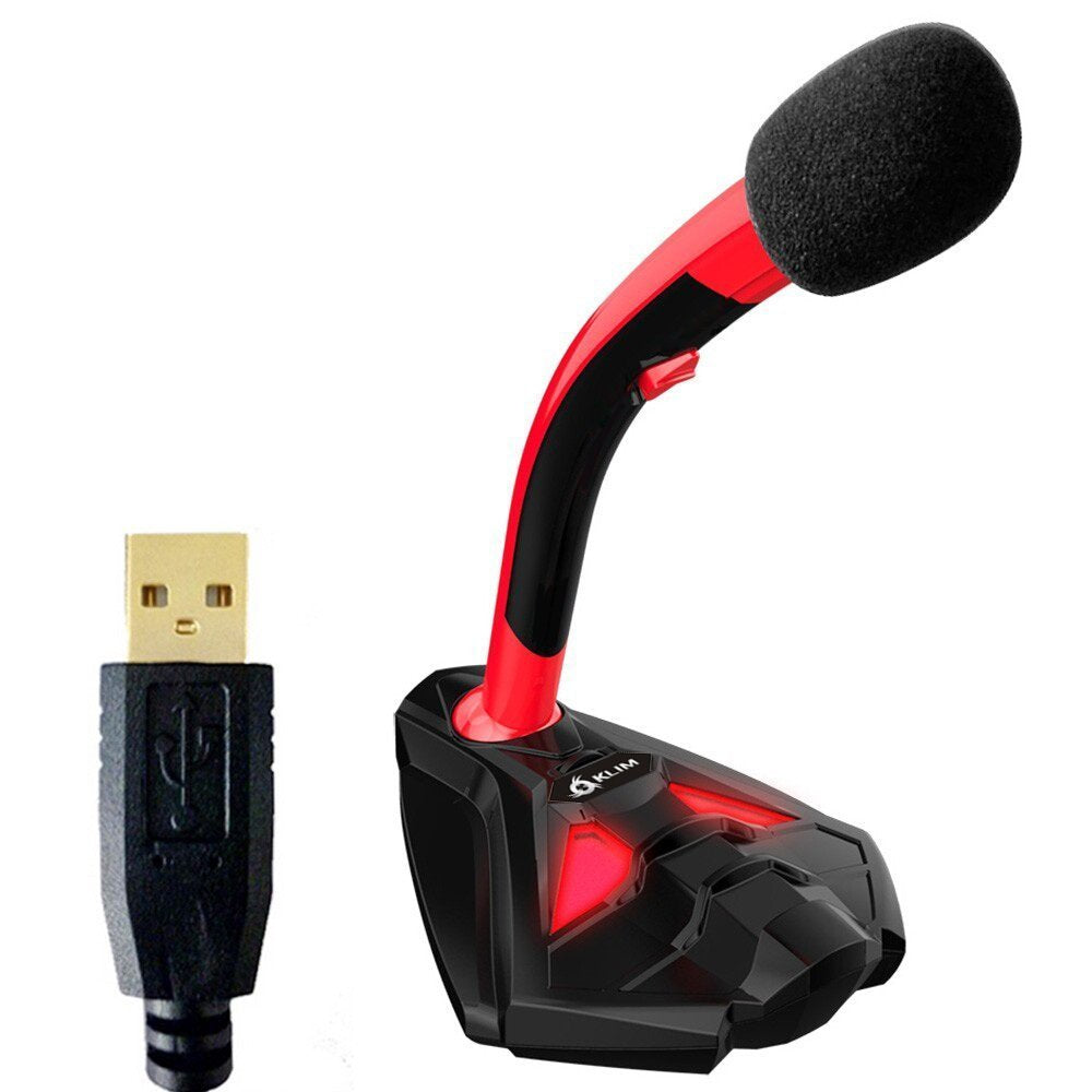 KLIM Microphone à Pied USB pour Ordinateur - Micro de Bureau - Microphone de Gamer PC PS4 (Rouge) clicktofournisseur.com