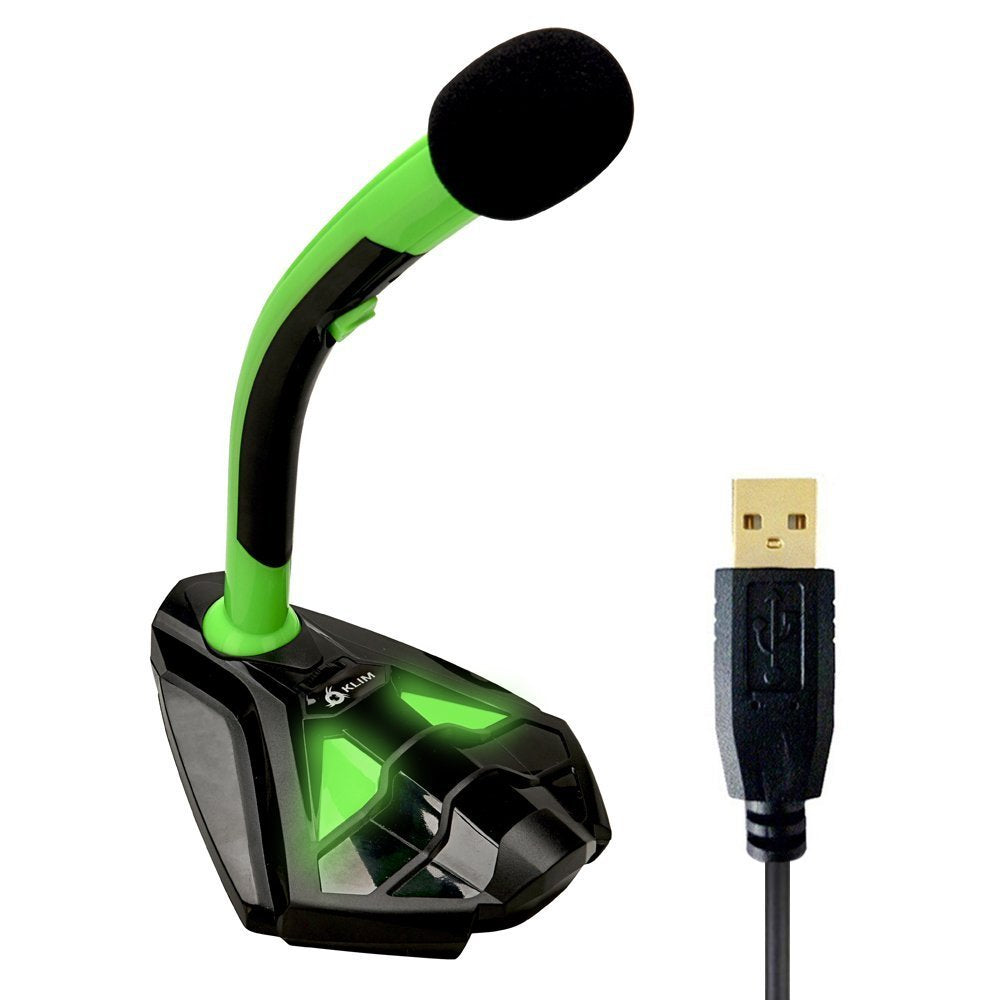 KLIM Microphone à pied USB pour ordinateur - Micro de bureau - Microphone de gamer PC PS4 (Vert) clicktofournisseur.com