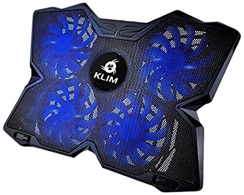 KLIM Wind Refroidisseur PC portable - Le Plus Puissant - Refroidissement Rapide - 4 Ventilateurs Support Ventilé Gamer Gaming Plaque (Bleu) clicktofournisseur.com