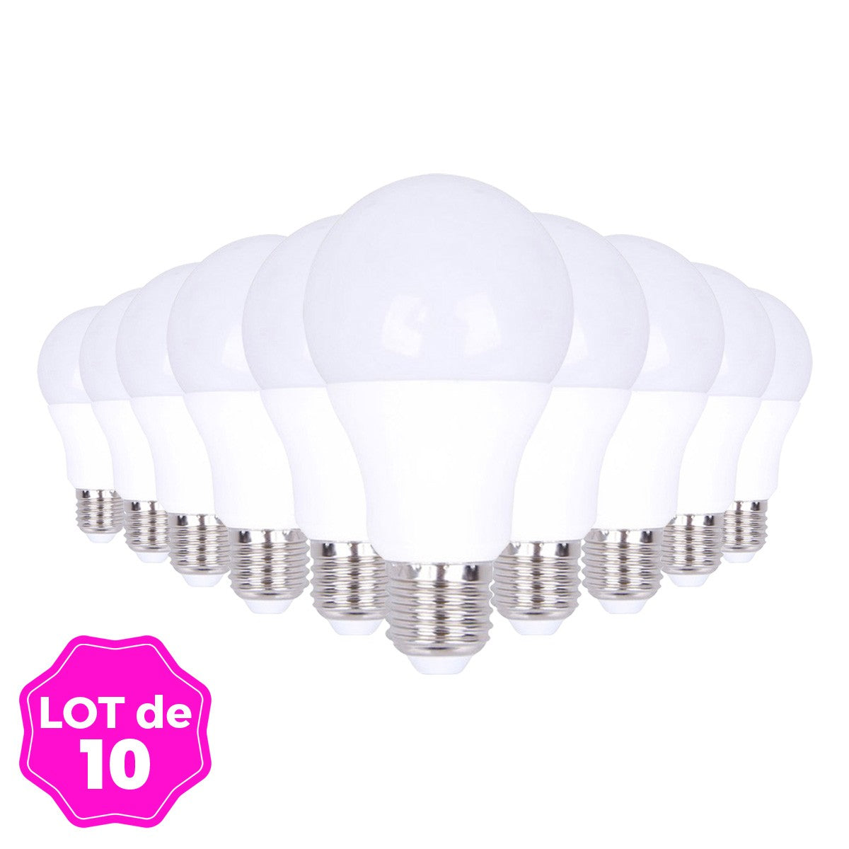 Lot de 10 Ampoules LED E27 12W 4500k Haute Luminosité clicktofournisseur.com