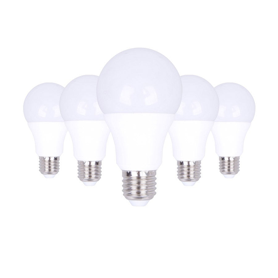 Lot de 5 ampoules LED E27 A60 12W 220V 3000K blanc chaud Haute Luminosité clicktofournisseur.com