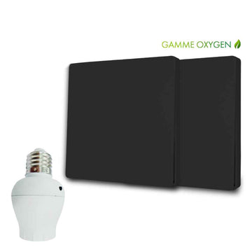 Kit interrupteur sans fil et sans pile - adaptateur douille à vis radio - OXYGEN 21 - E27 Black Series