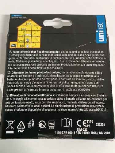 Retour client Ecost UNITEC Détecteur de fumée design 10 ans, note Stiftung Warentest « Bon » (2,2), nous