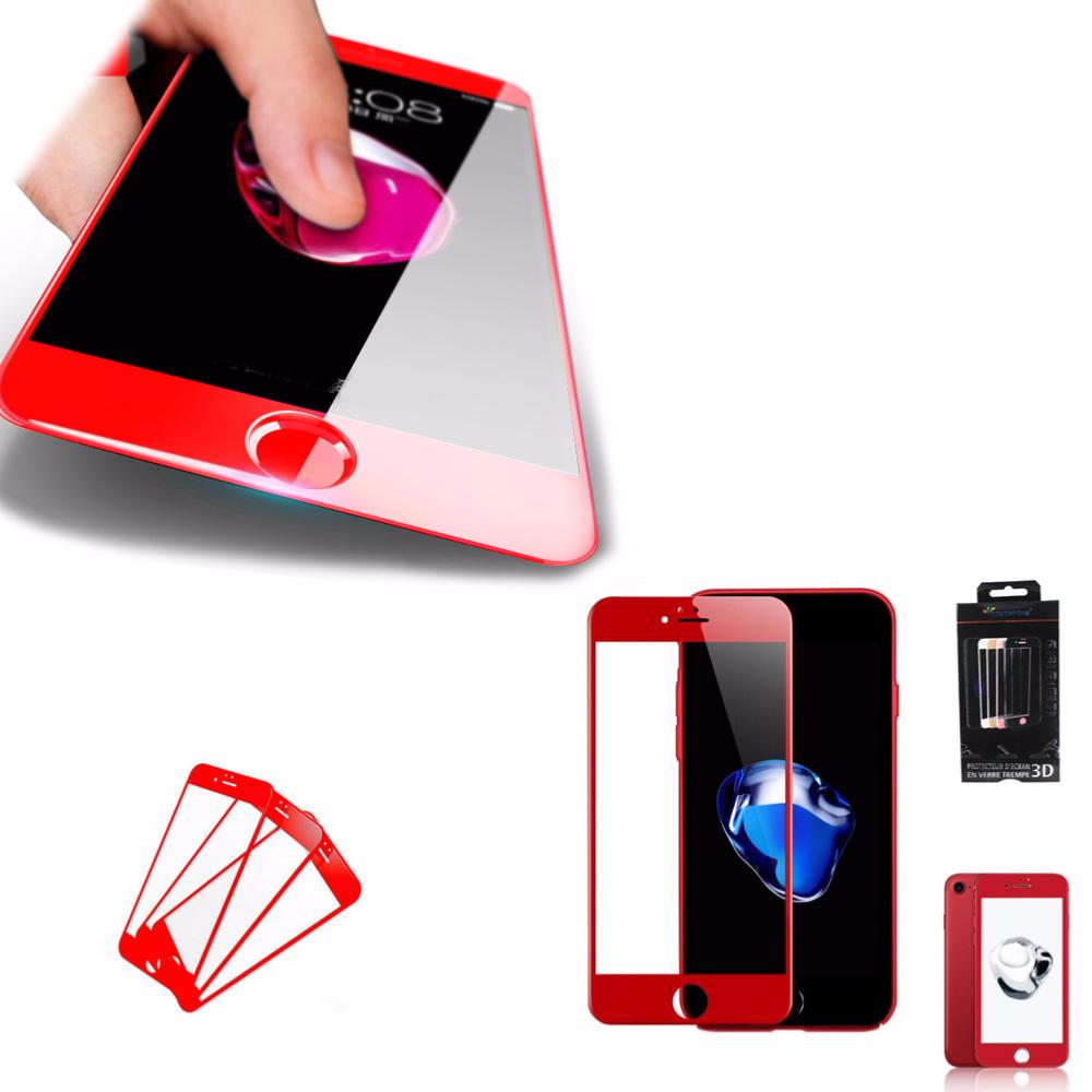 Protection Ecran Verre Trempé Face Avant Complète Rouge pour Apple iPhone 7 Plus clicktofournisseur.com