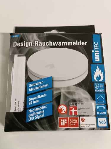 Retour client Ecost UNITEC Détecteur de fumée design 10 ans, note Stiftung Warentest « Bon » (2,2), nous