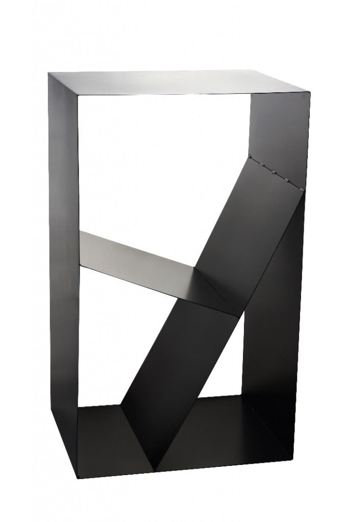 Range bûches en acier noir forme casier Design 45x30x80 cm clicktofournisseur.com