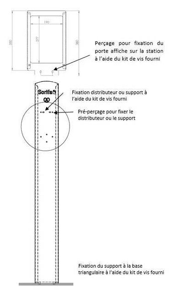 SORIFA - Station pour distributeurs et supports muraux pour flacon 1L de marque SORIFA. - Pour gels et savons liquides. clicktofournisseur.com