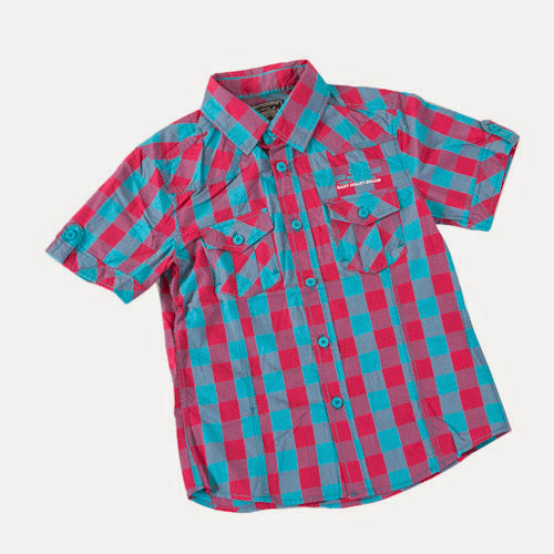 SRK Chemise manches courtes à carreaux garçon ECLIVAX3-8 clicktofournisseur.com