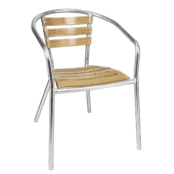 LOT DE 4 FAUTEUILS EN FRÊNE ET ALUMINIUM 730MM - clicktofournisseur.com