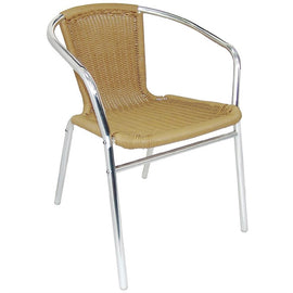 LOT DE 4 FAUTEUILS EN ROTIN ET ALUMINIUM EMPILABLES - clicktofournisseur.com