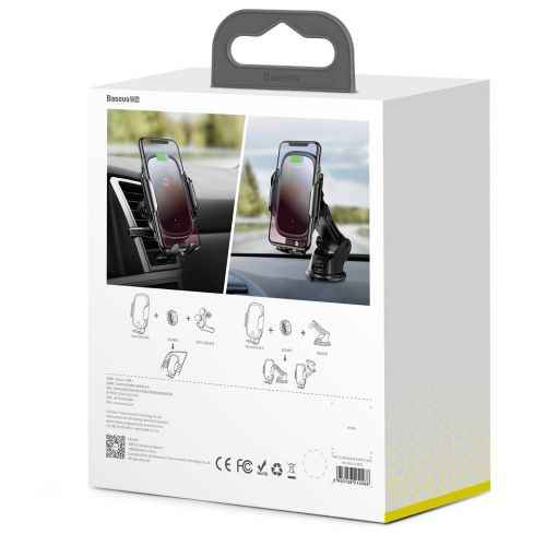 Support de voiture Baseus Light Electric Holder avec chargeur inductif Qi noir