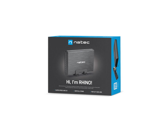 Boîtier de disque dur externe Natec Rhino SATA 3,5 pouces USB 3.0 en aluminium