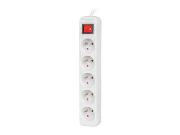 Listwa zasilająca 1.5m, biała, 5 gniazd, z wyłącznikiem, kabel wykonany z pełnej miedzi