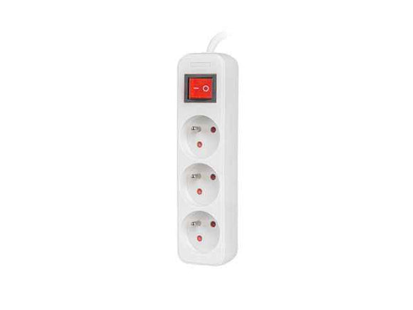 Listwa zasilająca 3m, biała, 3 gniazda, z wyłącznikiem, kabel wykonany z pełnej miedzi