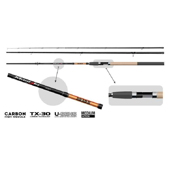 Canne à pêche de fond AKARA Magista Feeder Tx-30 3 brins, longueur 3,60 m, poids 255 g, résistance 90-120-150 g