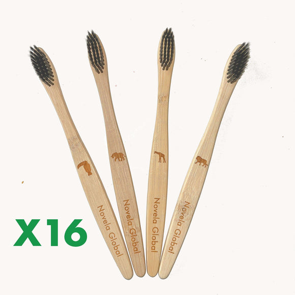 Brosses à dents Jungle en bambou naturel poils souples | Novela
