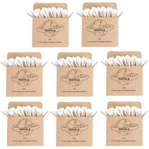 Cotons-tiges biodégradables en bois lot de 8 boites