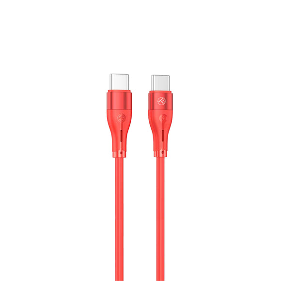 Câble tellur silicone type-c vers type-c pd60w 1 m rouge