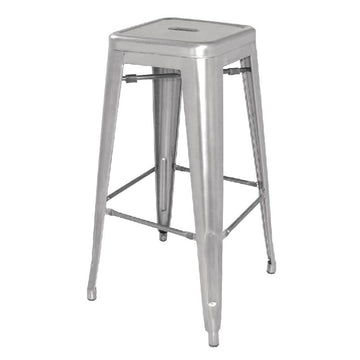LOT DE 4 TABOURETS HAUTS EN ACIER GALVANISÉ BISTRO GRIS MÉTALISÉ - clicktofournisseur.com