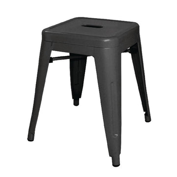 LOT DE 4 TABOURETS BISTRO BAS EN ACIER NOIR - clicktofournisseur.com