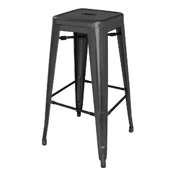 LOT DE 4 TABOURETS HAUTS EN ACIER GALVANISÉ BISTRO NOIRS - clicktofournisseur.com