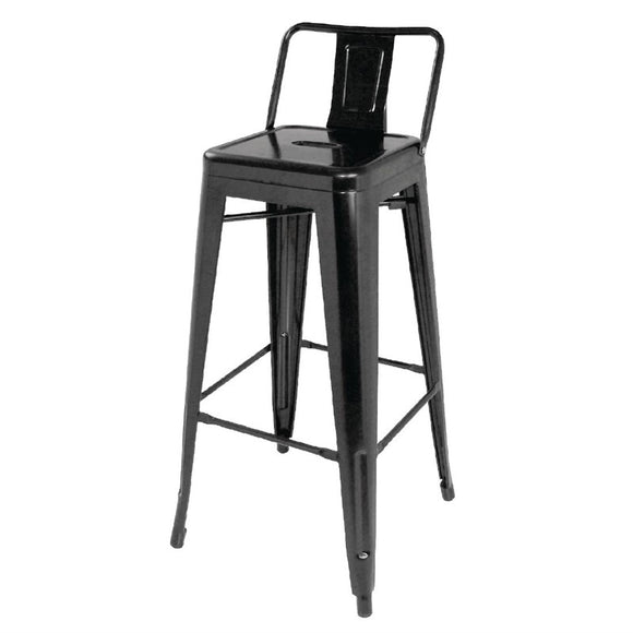 LOT DE 4 TABOURETS HAUTS EN ACIER GRIS MÉTAL AVEC DOSSIER BISTRO - clicktofournisseur.com