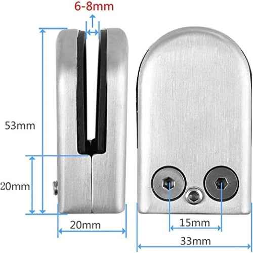 Pack de 24 pinces porte-verres en acier inoxydable, adaptées au verre de 6 à 8 mm.