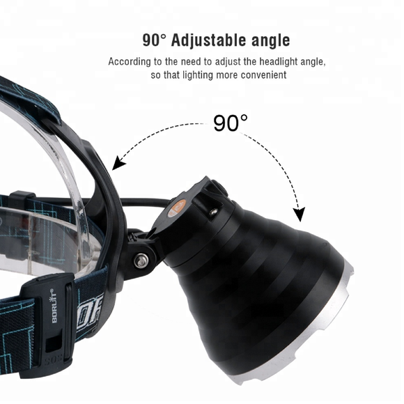 Lampe frontale à led boruit yhx-1030 avec sifflet sos