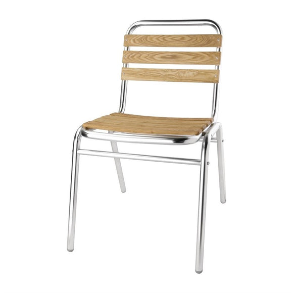 LOT DE 4 CHAISES BISTRO FRÊNE ET ALUMINIUM - clicktofournisseur.com
