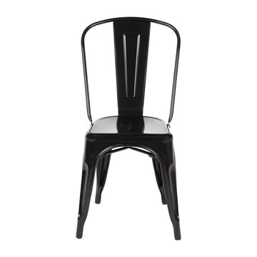 LOT DE 4 CHAISES BISTRO EN ACIER NOIR - clicktofournisseur.com