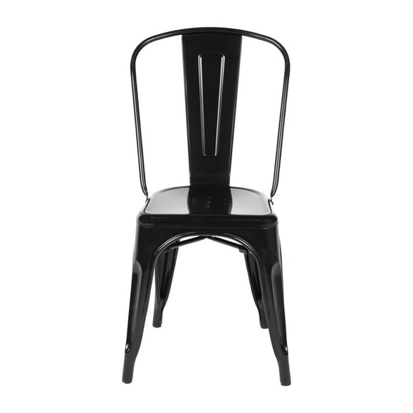 LOT DE 4 CHAISES BISTRO EN ACIER NOIR - clicktofournisseur.com