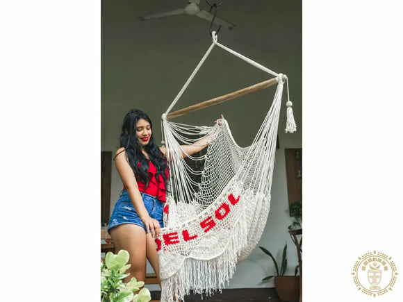 Hamac chaise xl  camoapa  broderie crochet