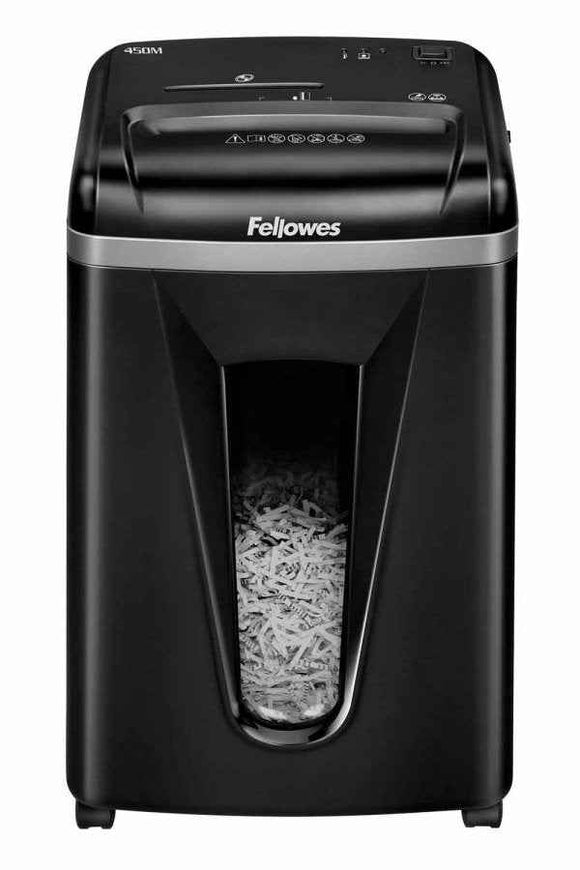 Broyeur FELLOWES 450 M/ micro-coupe croisée 2x12 mm/ volume du bac 22 l/ niveau de classification P-5 (secret)/ noir