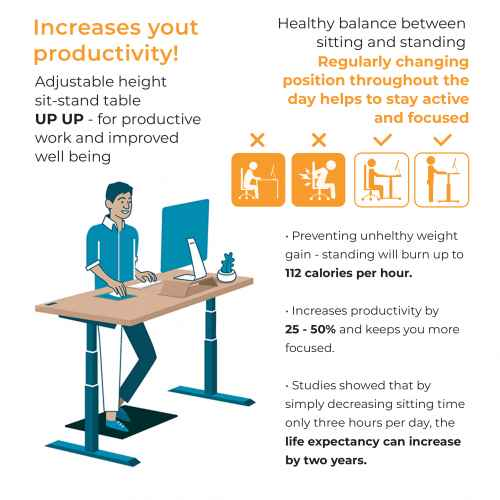 Table réglable en hauteur Up Up Loki Blanc