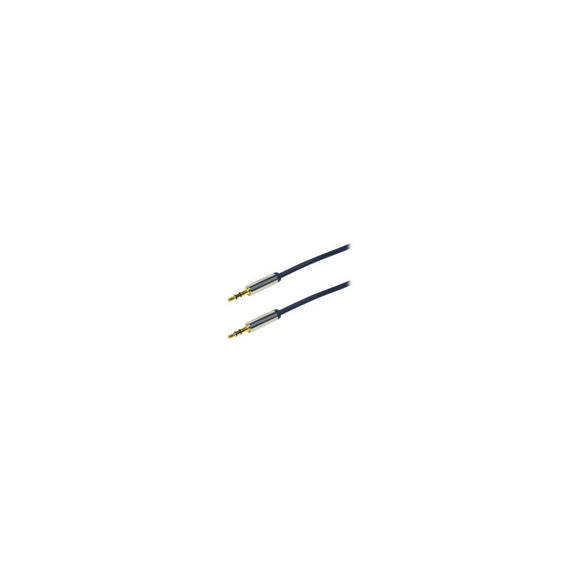 Câble audio stéréo logilink jack 35 mm t/t 3 m connecteurs plaqués or bleu  ca10300  tampon vert 018 lei