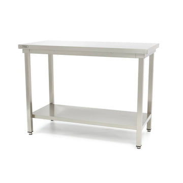 Table en acier inoxydable 180x60cm avec étagère - clicktofournisseur.com